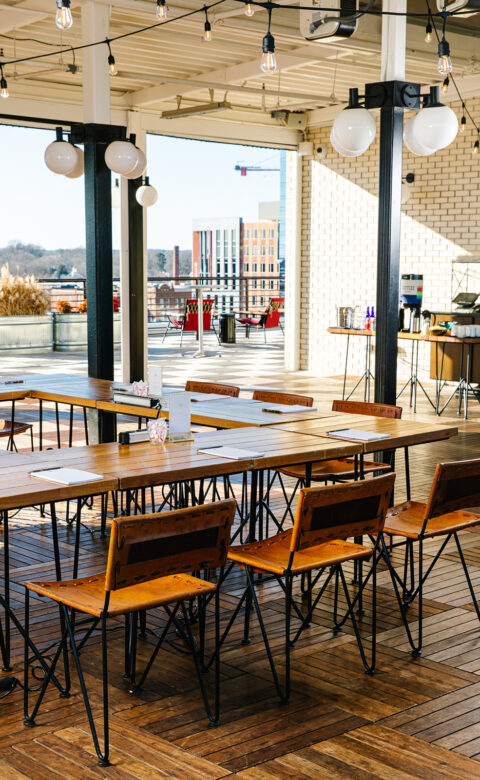 conference meeting tables set up in a square formation