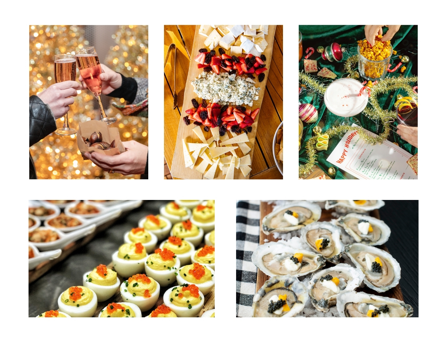 a collage of food and drinks