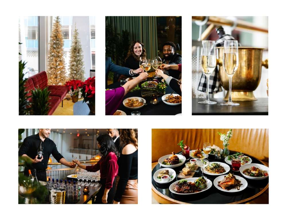 a collage of food and drinks