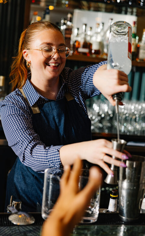 a bartender mixing a cocktail